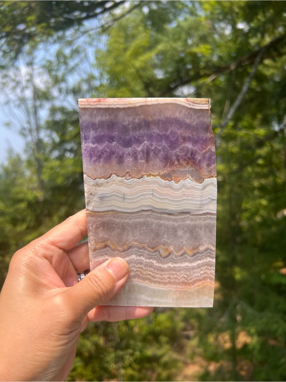 Amethyst (9) lace agate slab with stand | crystal